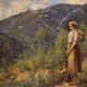 Italian landscape with figure painting signed and dated 1914