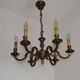 French Mid Century Brass & Copper 6 Light Traditional Style Chandelier 5571