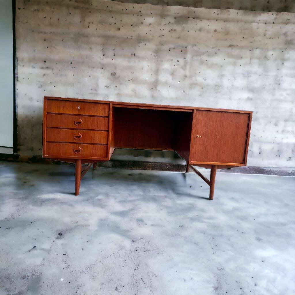 Vintage teak desk: double sided