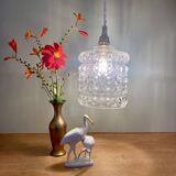 Vintage globe pendant light in transparent molded glass