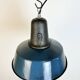 Industrial Blue Enamel Factory Lamp with Cast Iron Top, 1960s