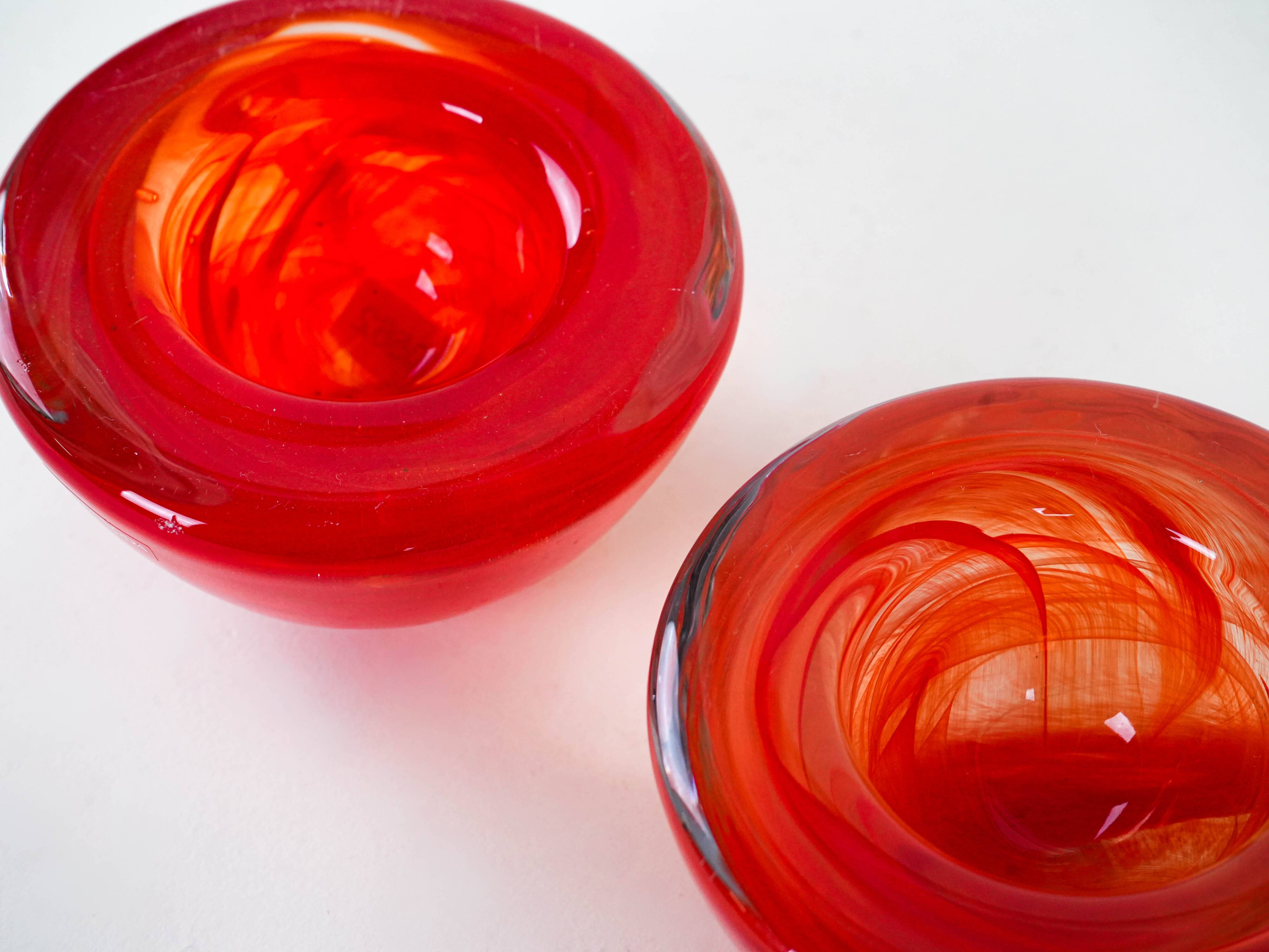 Set of glass candleholders, Swedish design, 1970s, manufactured by Kosta Bo