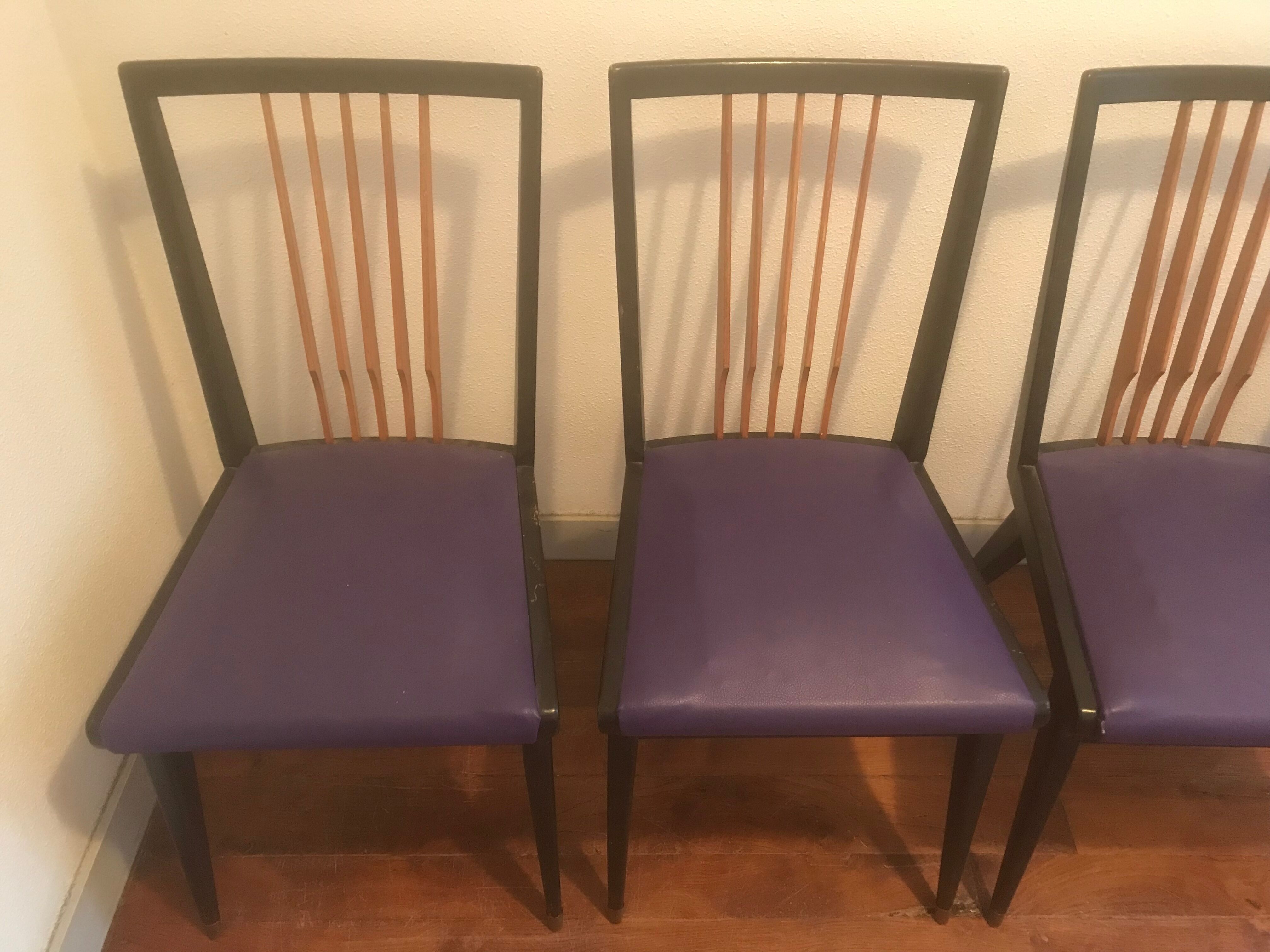 Series of 4 vintage 1960 chairs