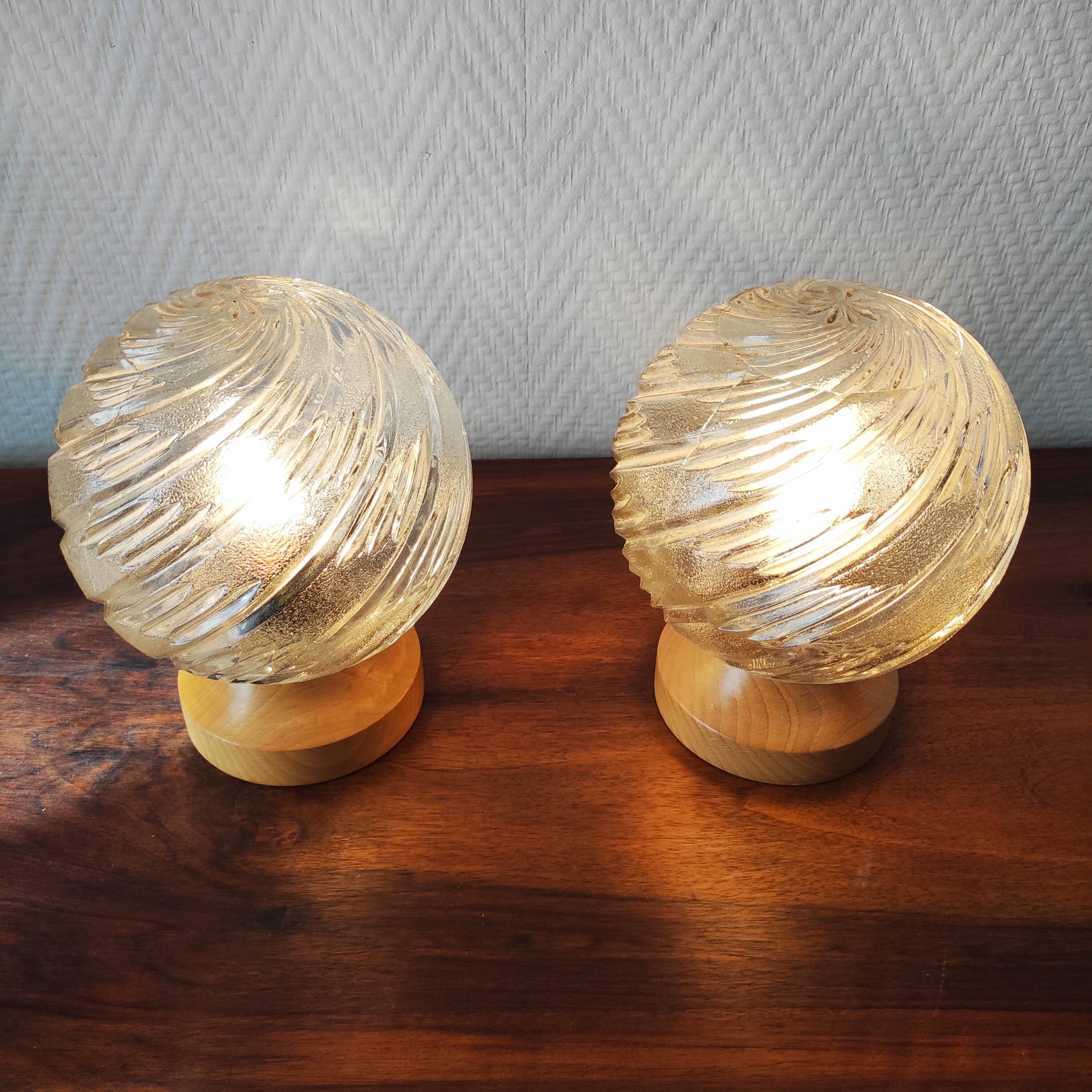 Pair of vintage Art Deco style bedside lamps