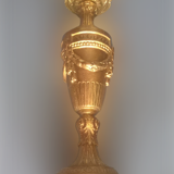 Louis XVI style bougeoir late 19th century gold metal transformed into lamp foot- with embroidered day offal