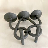 Brutalist beaten iron chandelier