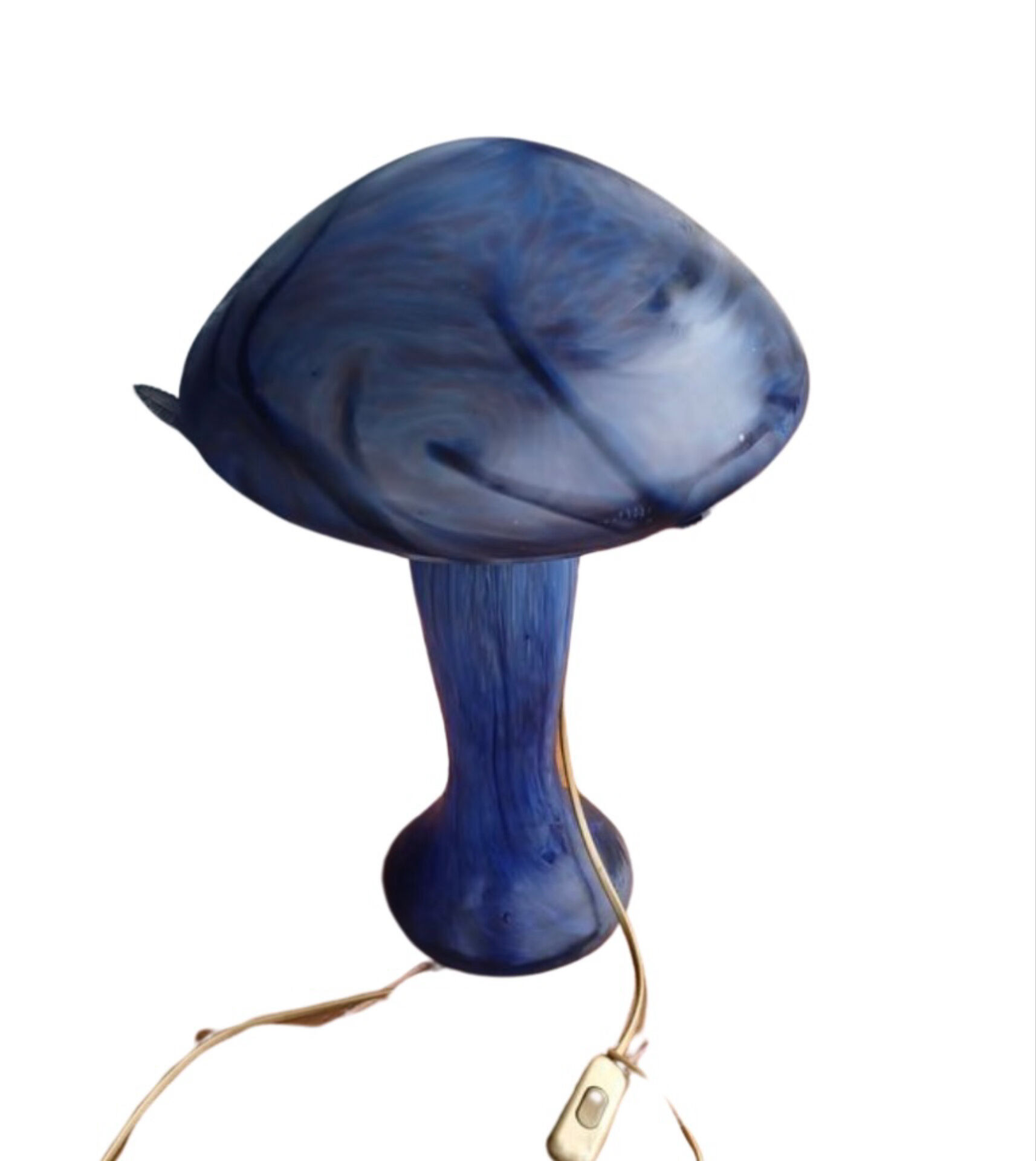 Vintage blue blown glass mushroom lamp – Murano style