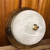 Old molded glass ceiling light with golden outline