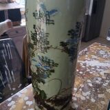 Large Cylindrical Handmade Vase – Botanical Decor "Herbarium"