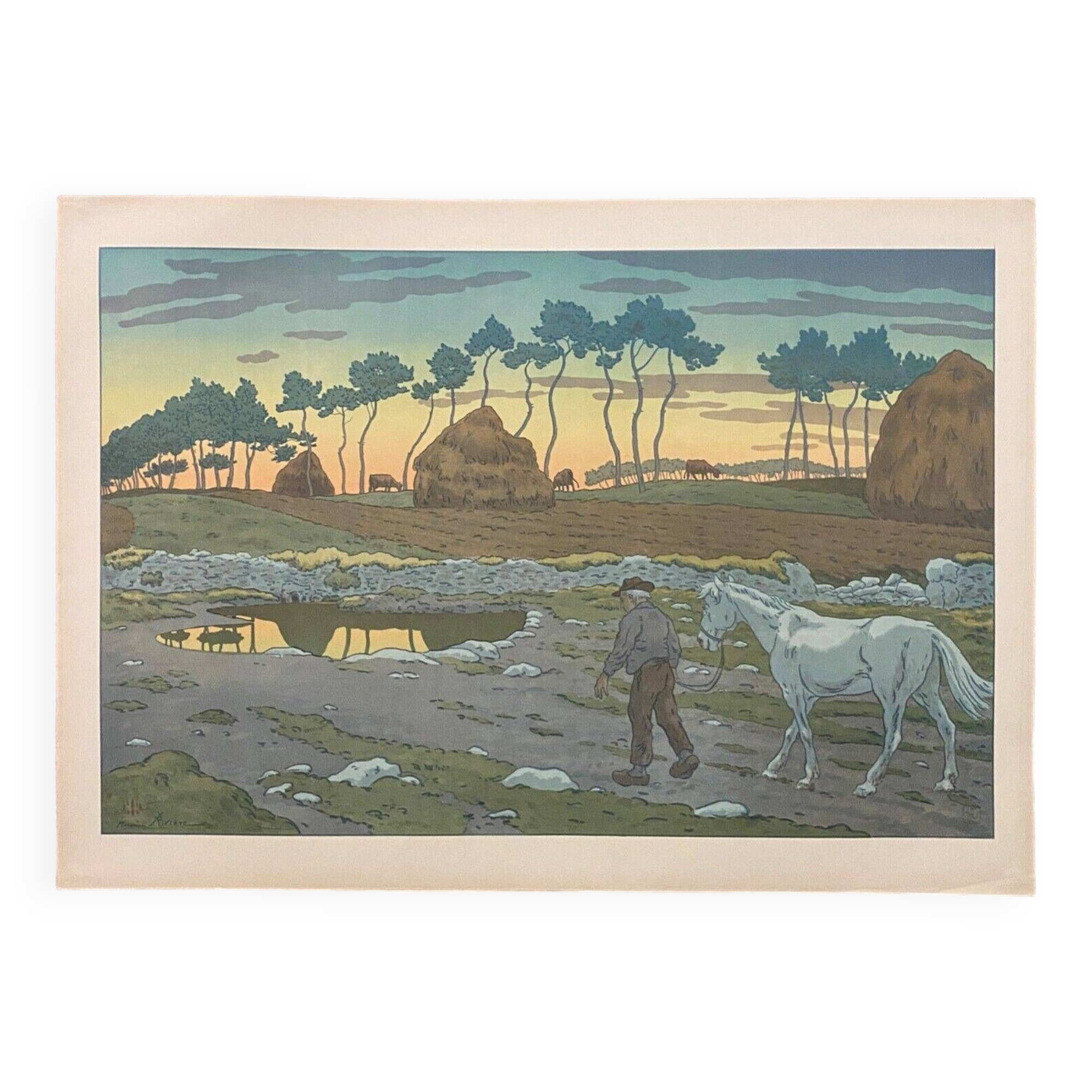 Lithograph by Henri Rivière Le Crépuscule