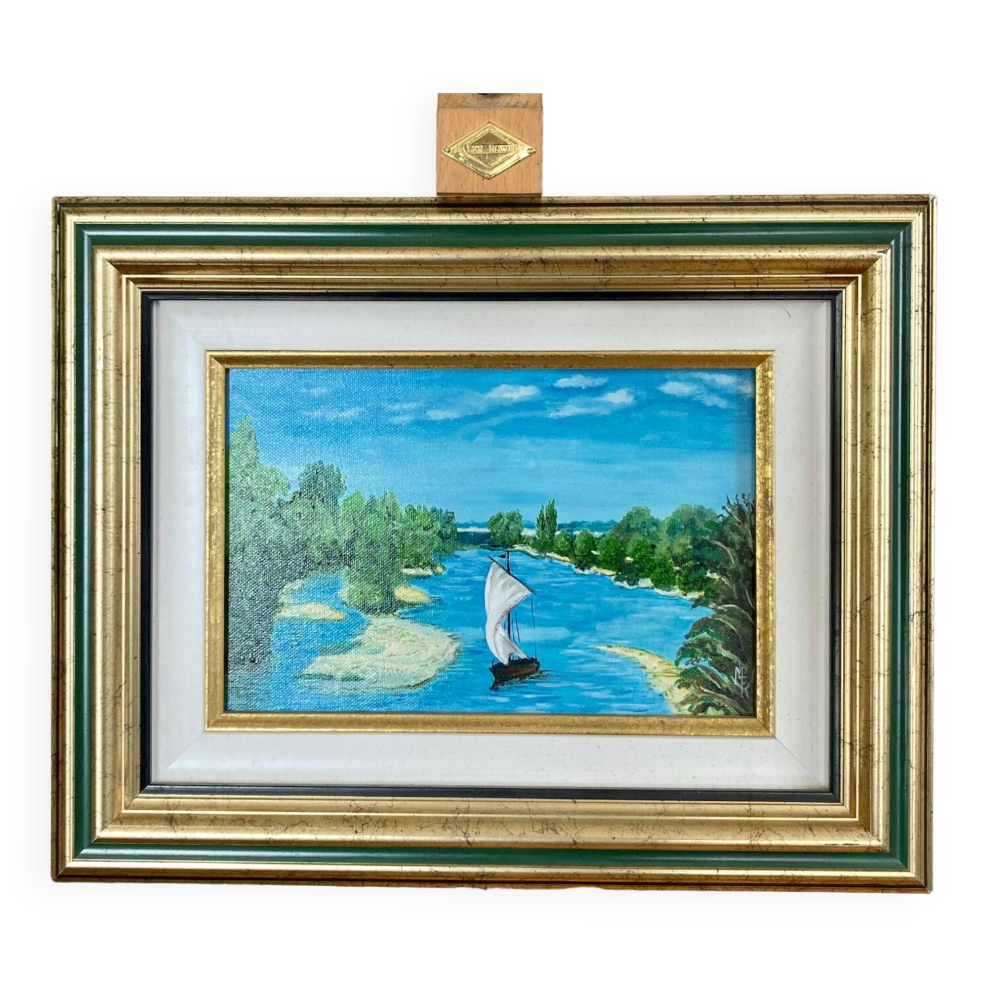 Oil painting on canvas 20th century seascape signed MLR Marie Louise REFALO