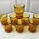 Lot de 8 verres ambrés pernod vintage années 70