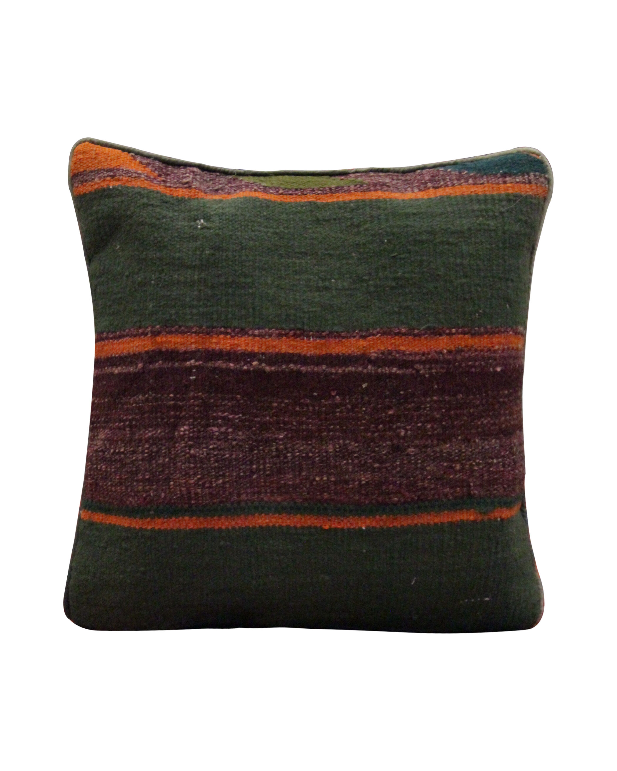 Handmade green purple wool cushion cover traditional kilim scatter pillow- 40x40cm