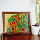 Gouache on panel bouquet of bigognes signed