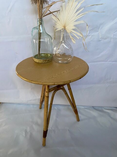 Rattan and formica table