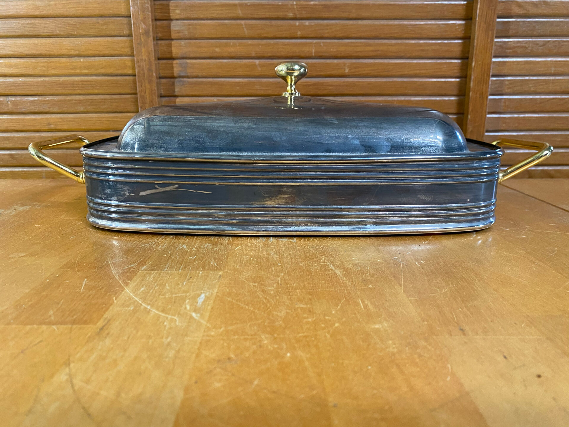 Antique Serving Dish 2R Silverplate Silver + Gold Medicine