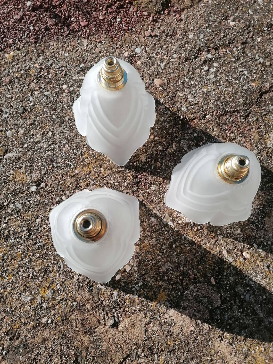 Set of 3 Art Deco tulip hanging lamps