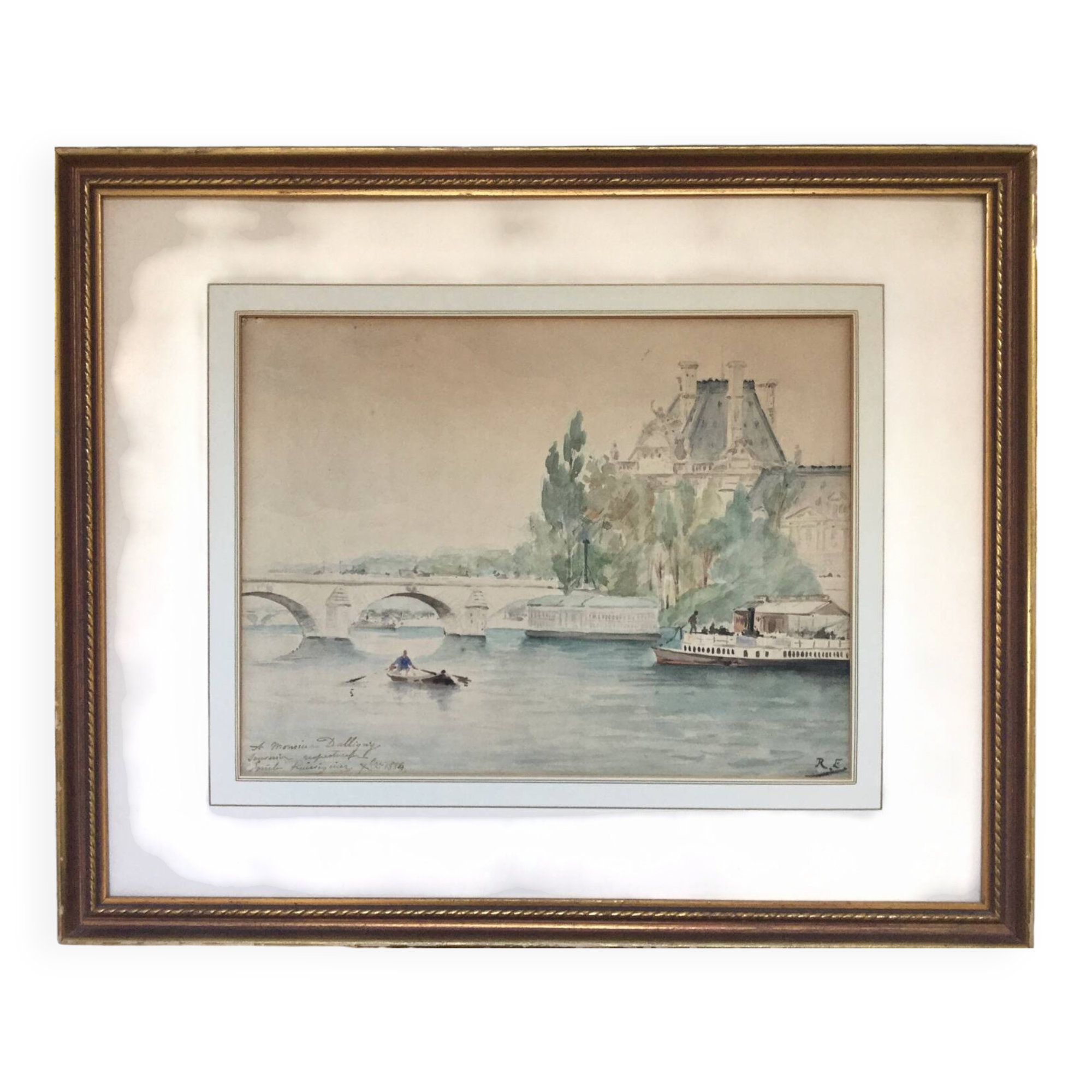 Émile RAISSIGUIER 1851-1932. The Seine at the Pont Neuf, 1884. Watercolour.