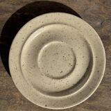 Set of 4 vintage speckled beige stoneware coffee cups.