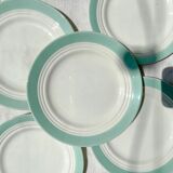 5 petites assiettes vintage en porcelaine française blanches vertes Céranord