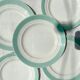 5 small vintage French porcelain plates, white and green, Céranord