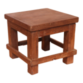 Old workshop bedside table in original blue patinated Burmese teak.