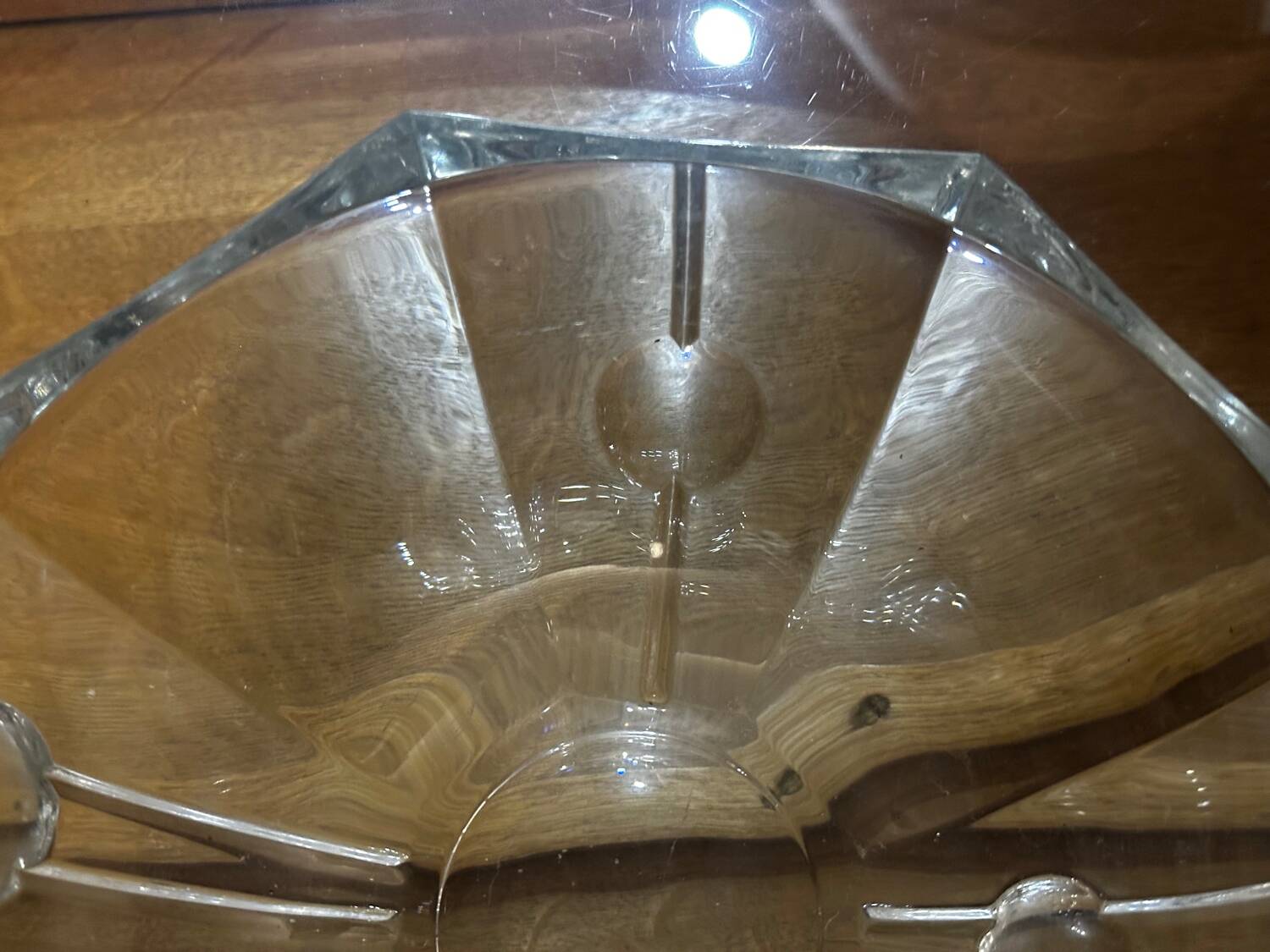 Hexagonal Crystal Bowl / Ashtray Art Deco Period