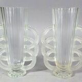 Pair of Art-deco glass vases signed Verlis. Good condition.