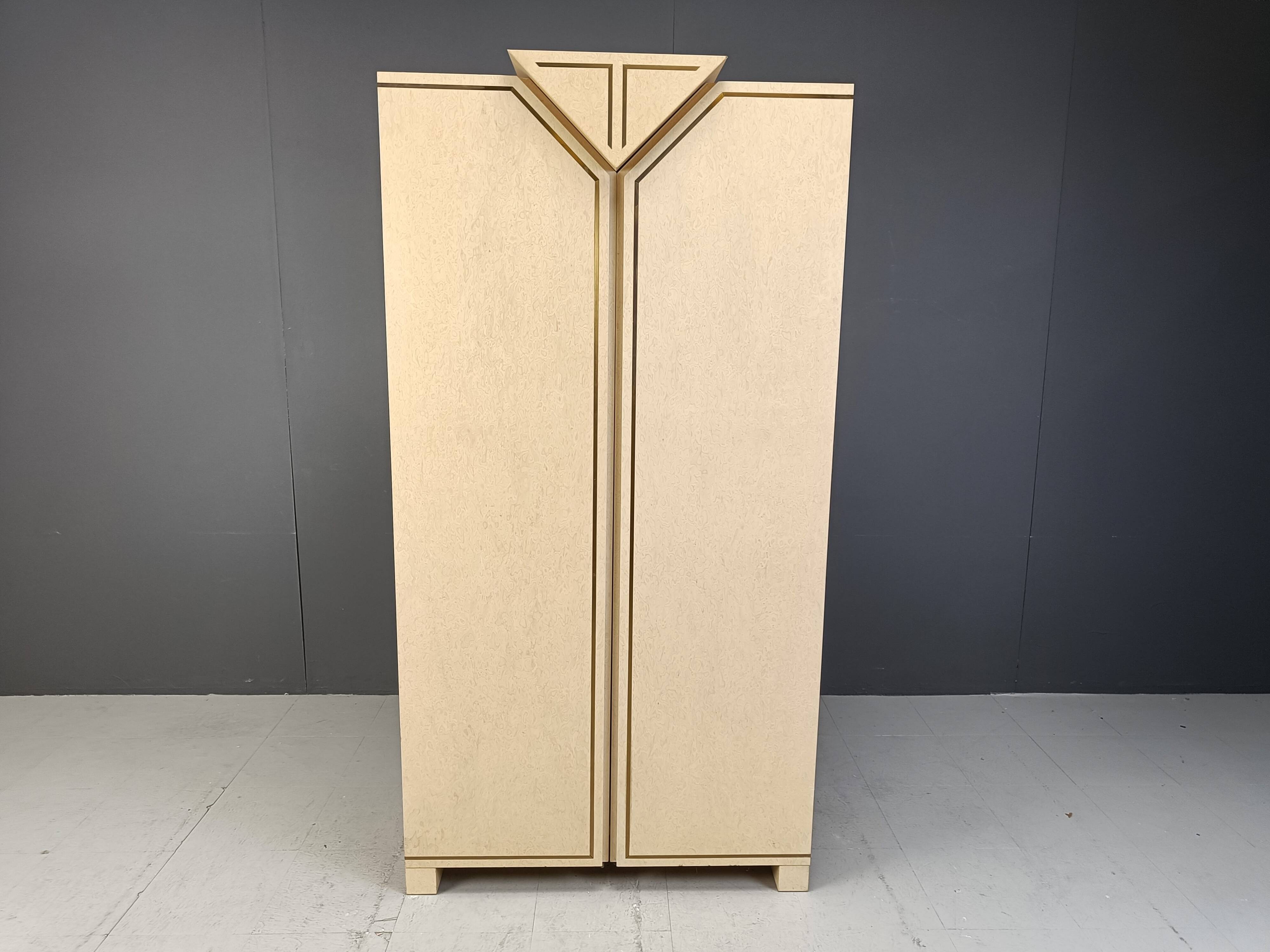 Vintage italian burl wood bar cabinet, 1970s