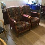 Paire de fauteuil de salon en velours