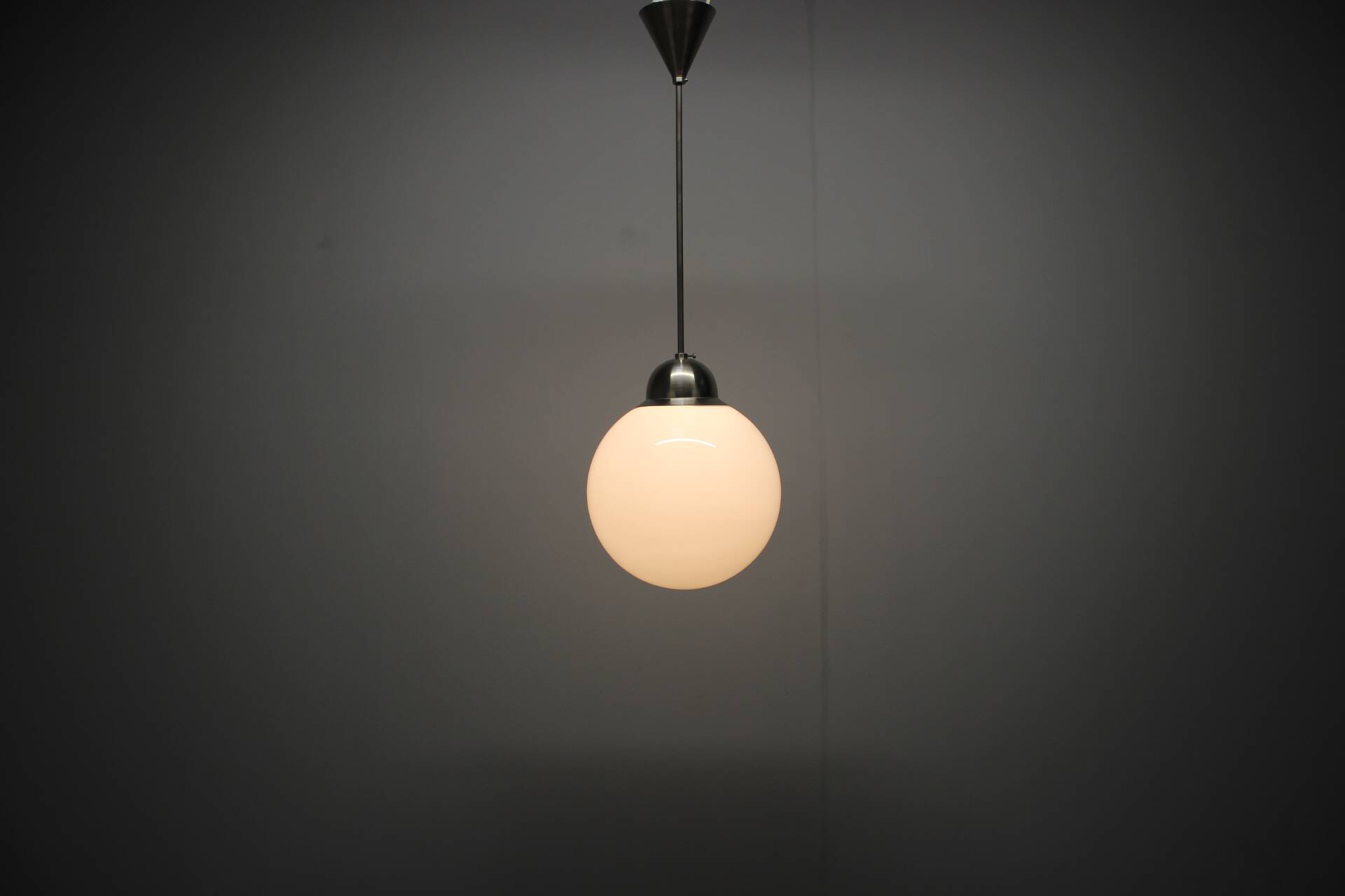 Suspended globe chandelier in glass Art Deco, Europe, 1930s