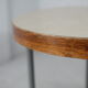 Side table tubular steel base, round top strapping wood, France, circa 1950