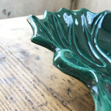 Vallauris green ceramic leaf dish