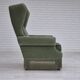 1970s, Danish wingback armchair, original condition, furniture velour, beech wood.