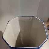 Porte parapluie octogonal en faïence bleue vintage
