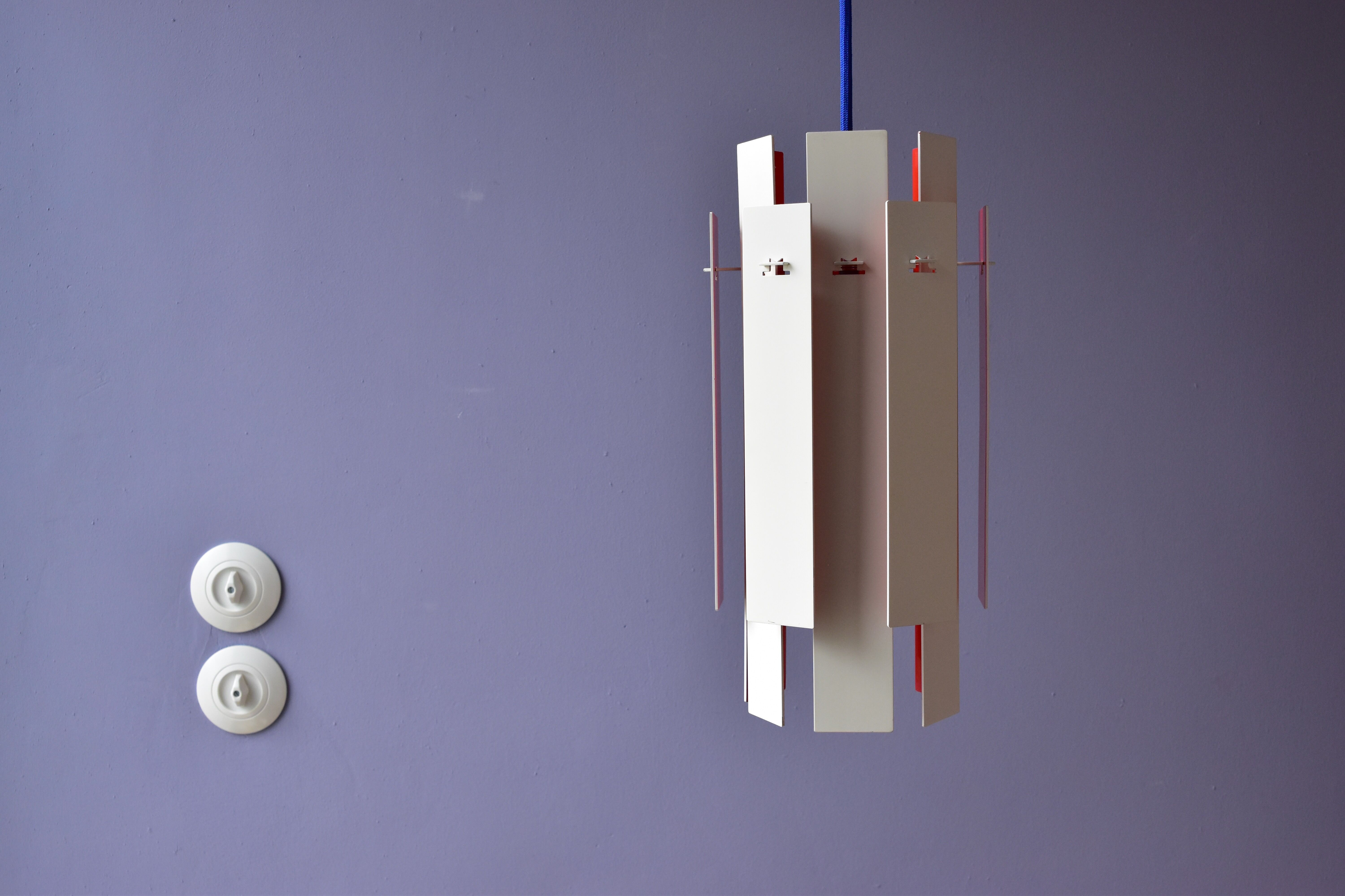 Cocktail Pendant by Henning Rehhof for Fog & Mørup in Red and White, 1970s