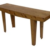 Vintage pinewood side table 60s handmade side table minimalist design