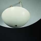 Vintage 1990s White Pendant Lamp with Glass Top Shade. Italy
