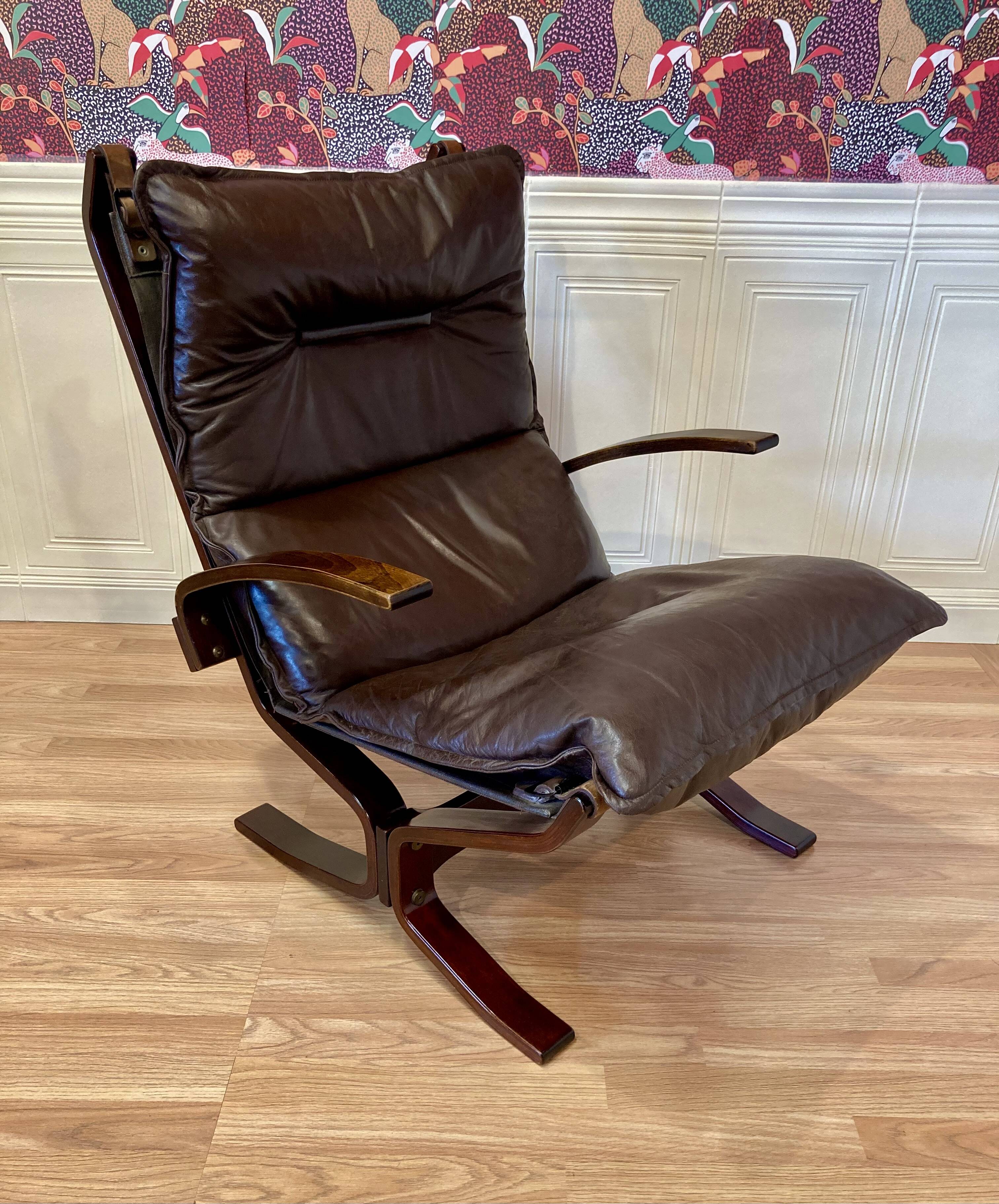 Leather armchair "Scandinavian design" 1950 "Ingmar Relling".