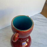 Vintage Accolay vase in red ceramic, double handle.