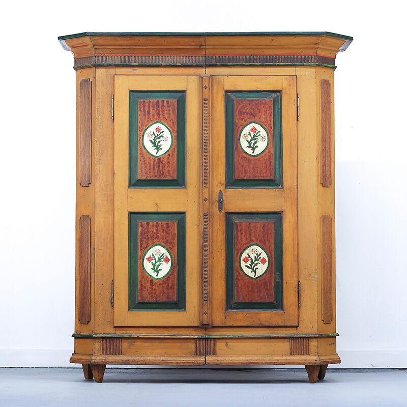 Rustic Farmhouse Folk Art Painted Bridal Cabinet