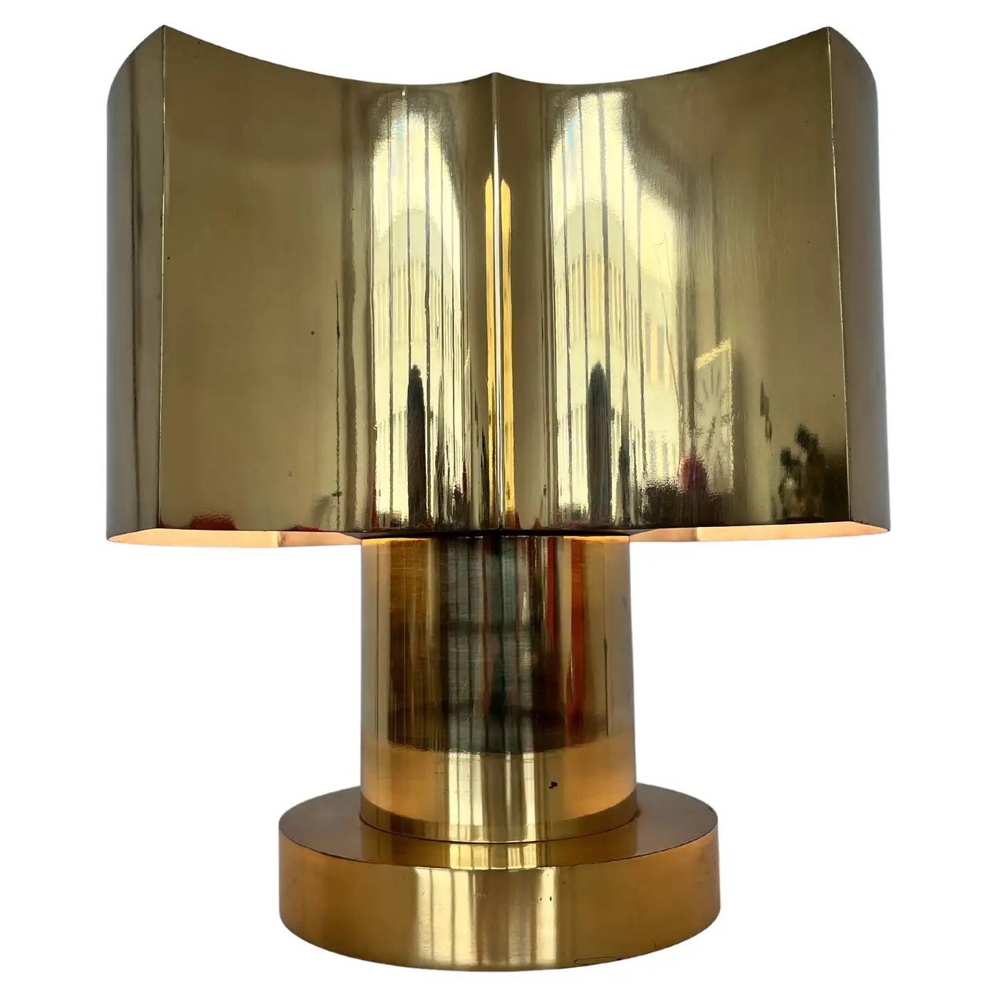 Big design brass table lamp - Czechoslovakia, 1980s