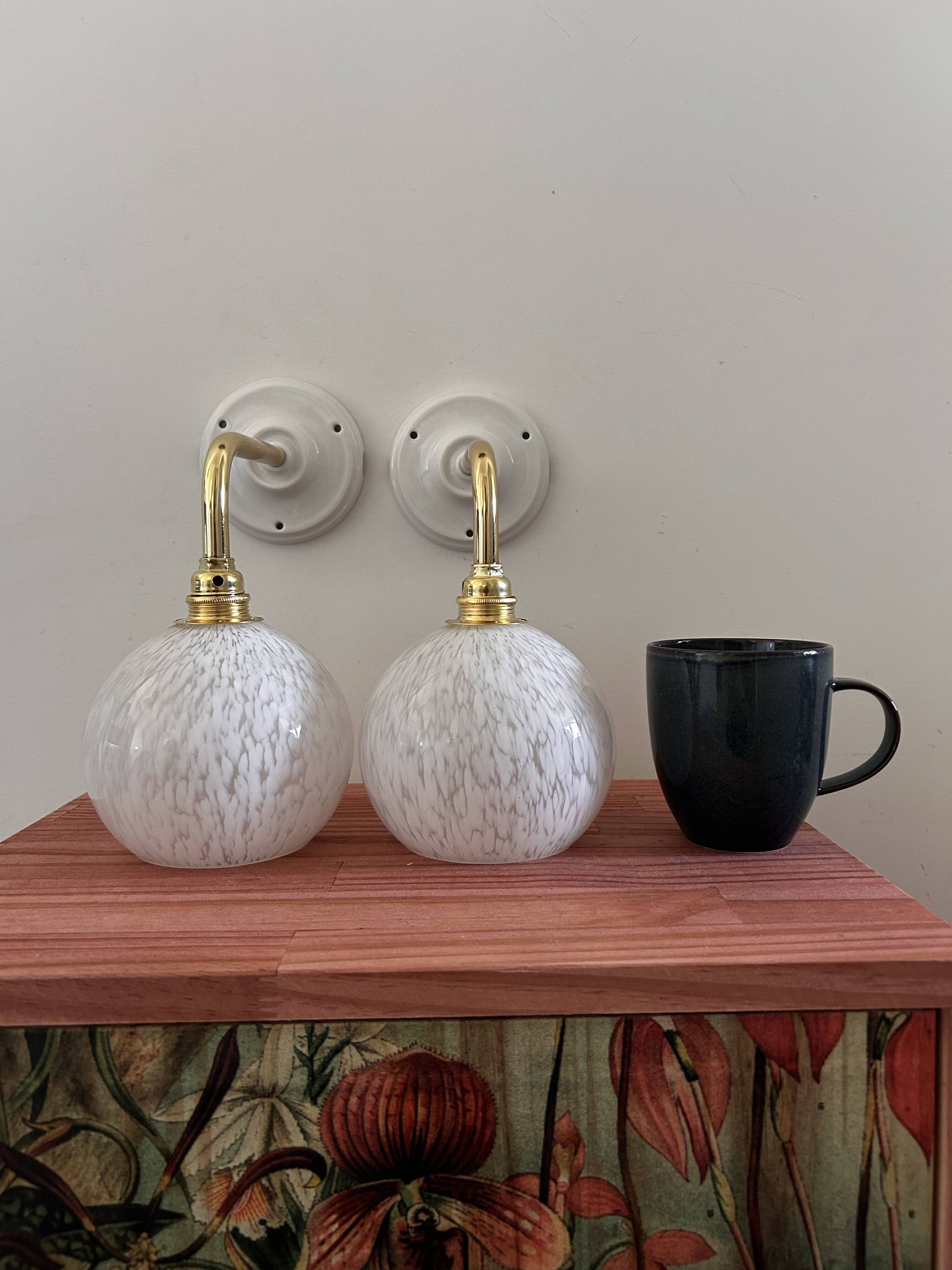 Pair of white wall lights