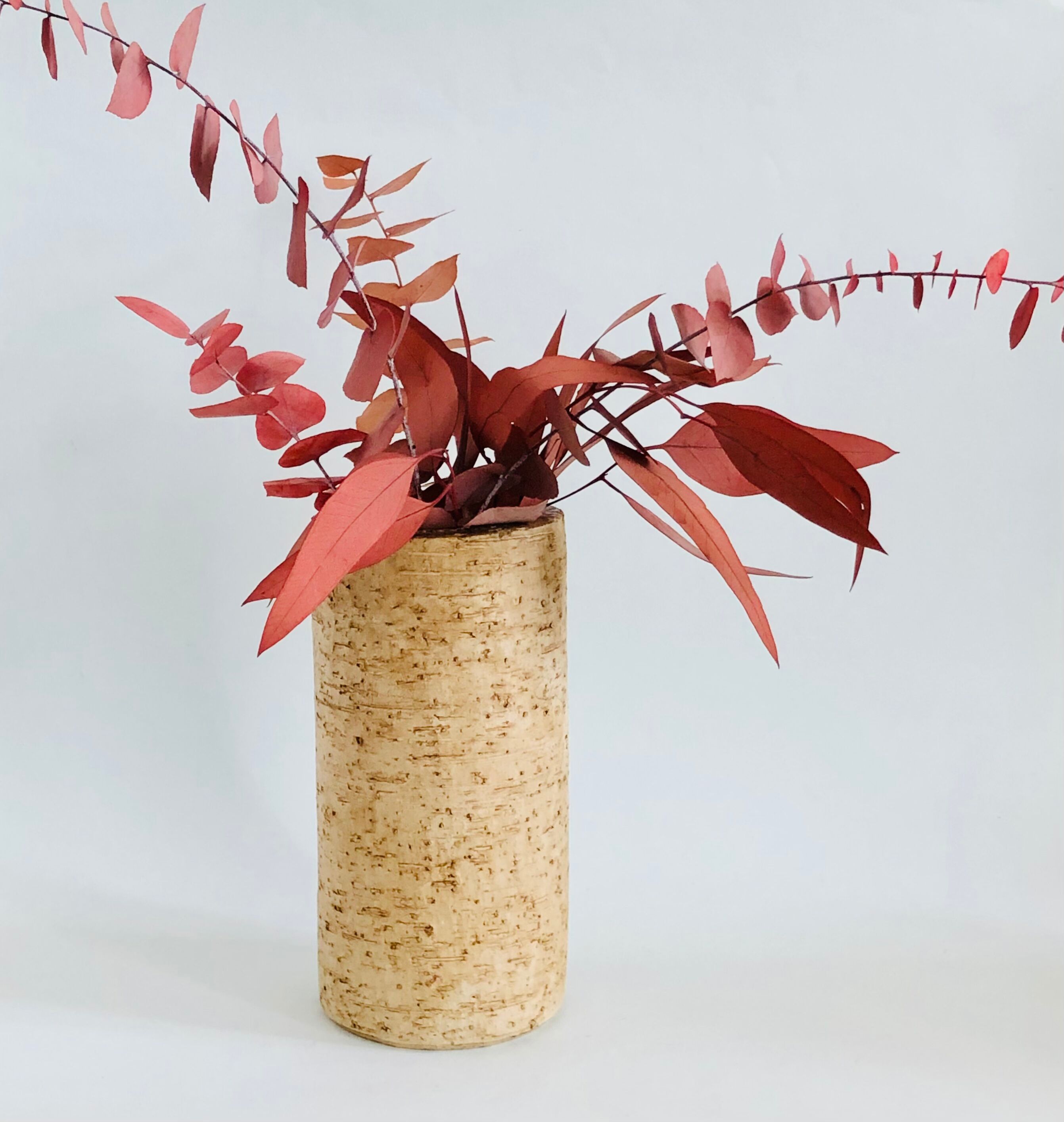 Vintage ceramic vase wood effect