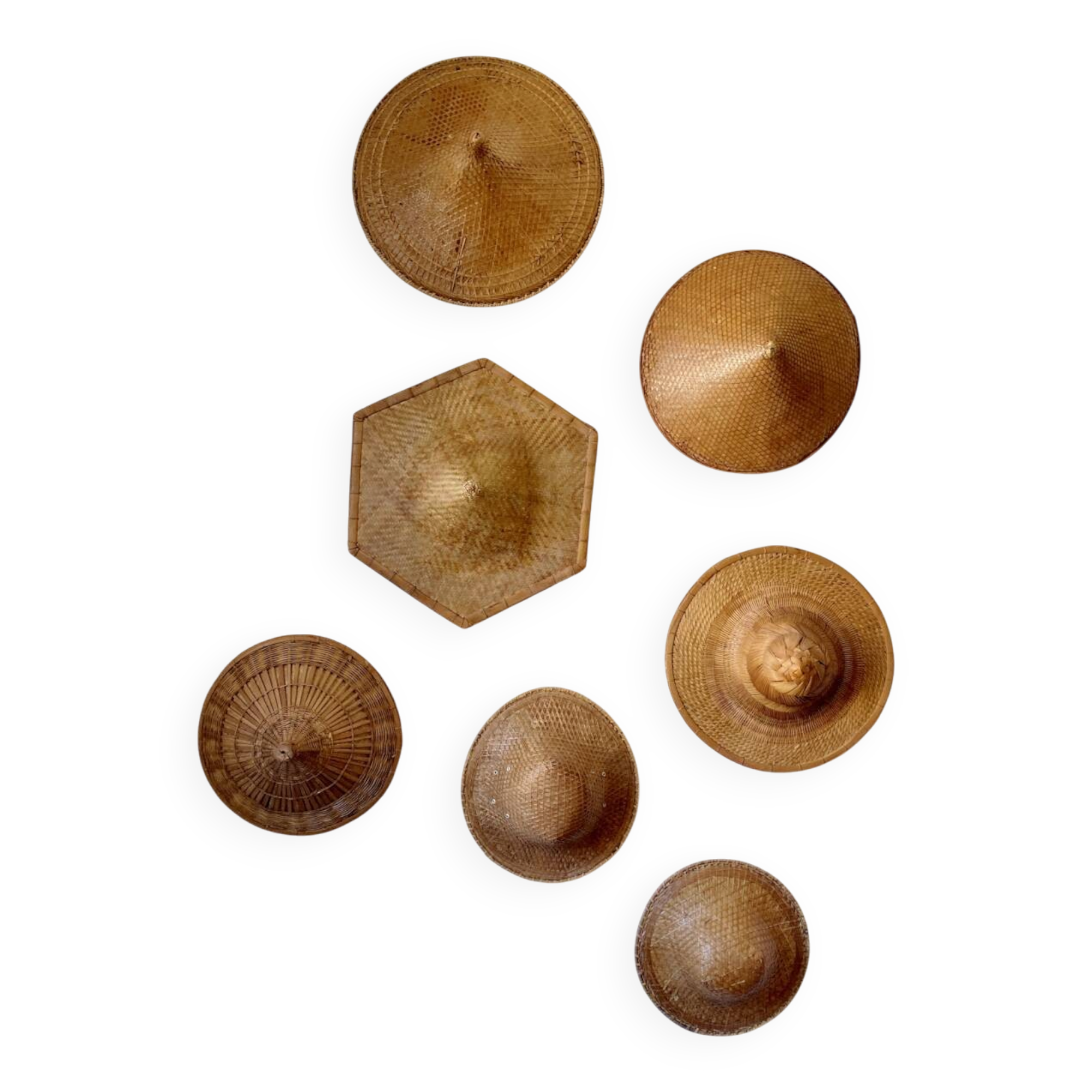 Collection de 7 chapeaux traditionnels vietnamiens