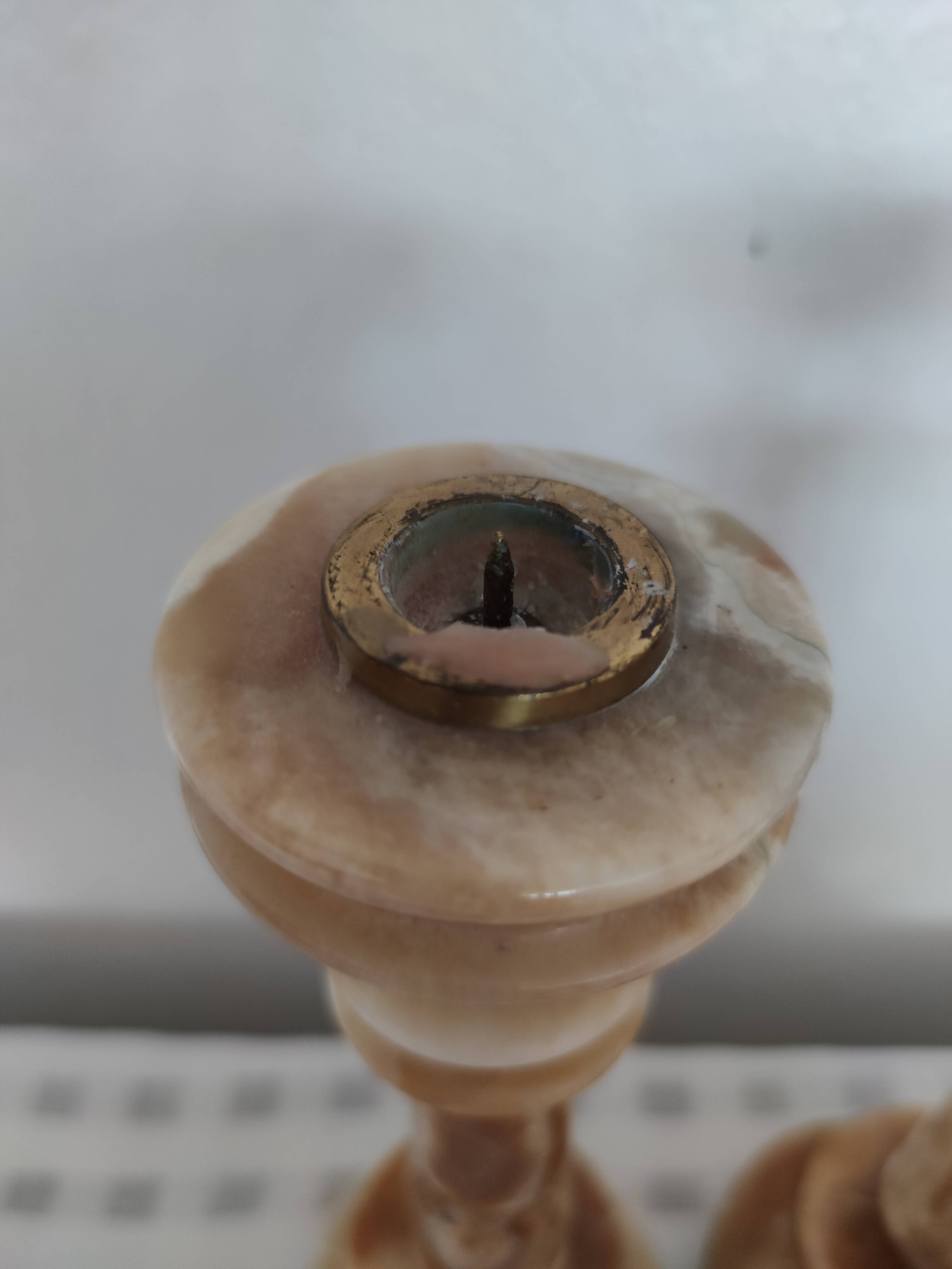 Pair of candlestick candlestick in onyx and brass H28cm TBE