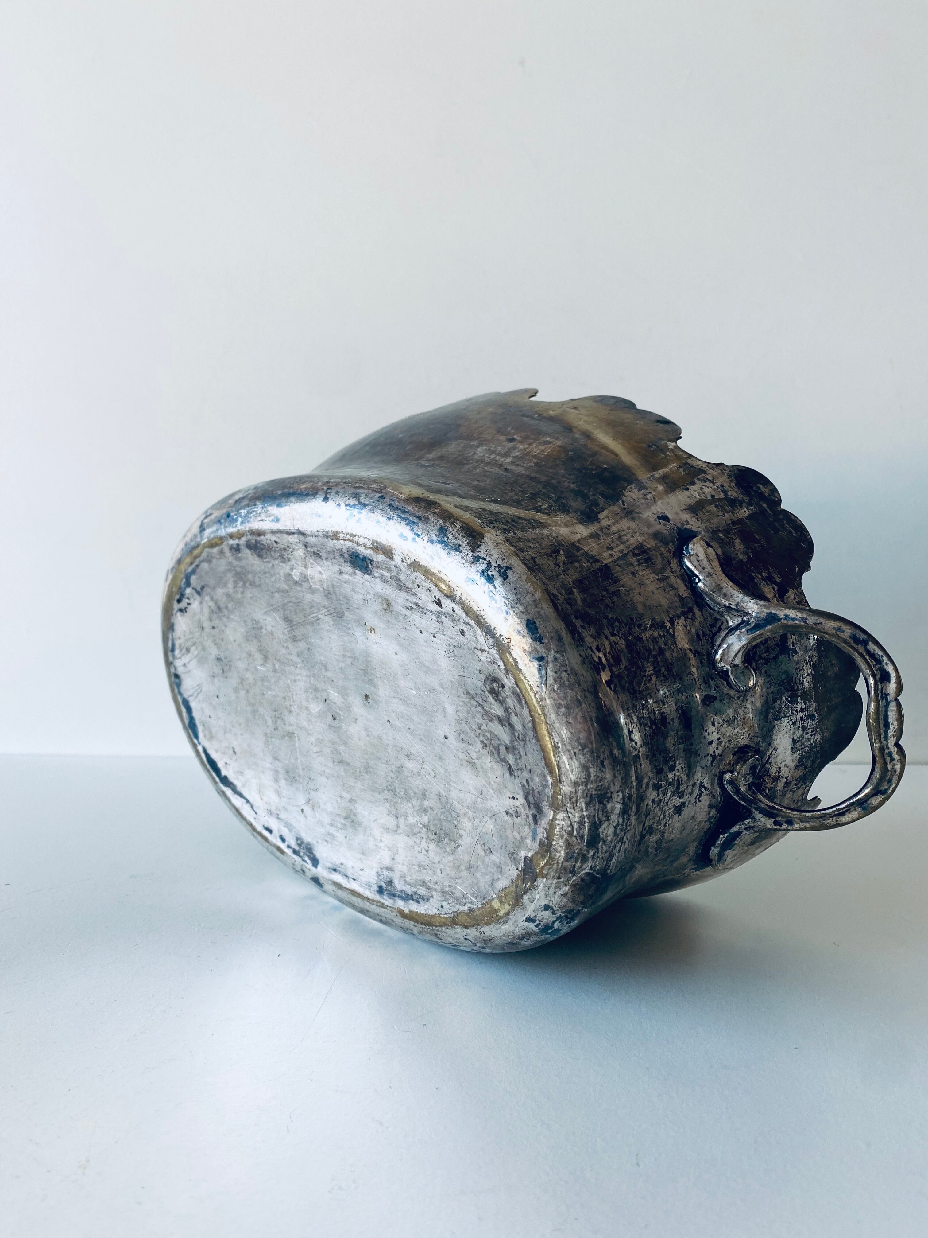 Silver metal flower pot or cover