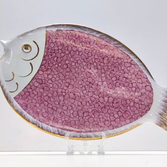 Vintage Large Ceramic Pink Fish Vide-Poche / Decorative Plate by Rometti, Italy