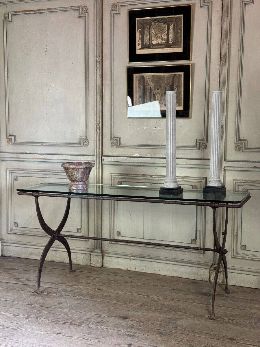 Wrought iron workshop table from around 1900