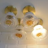 Set of 4 Vintage Sconces Flush Mount Mazzega Murano Glass Ceiling Lights
